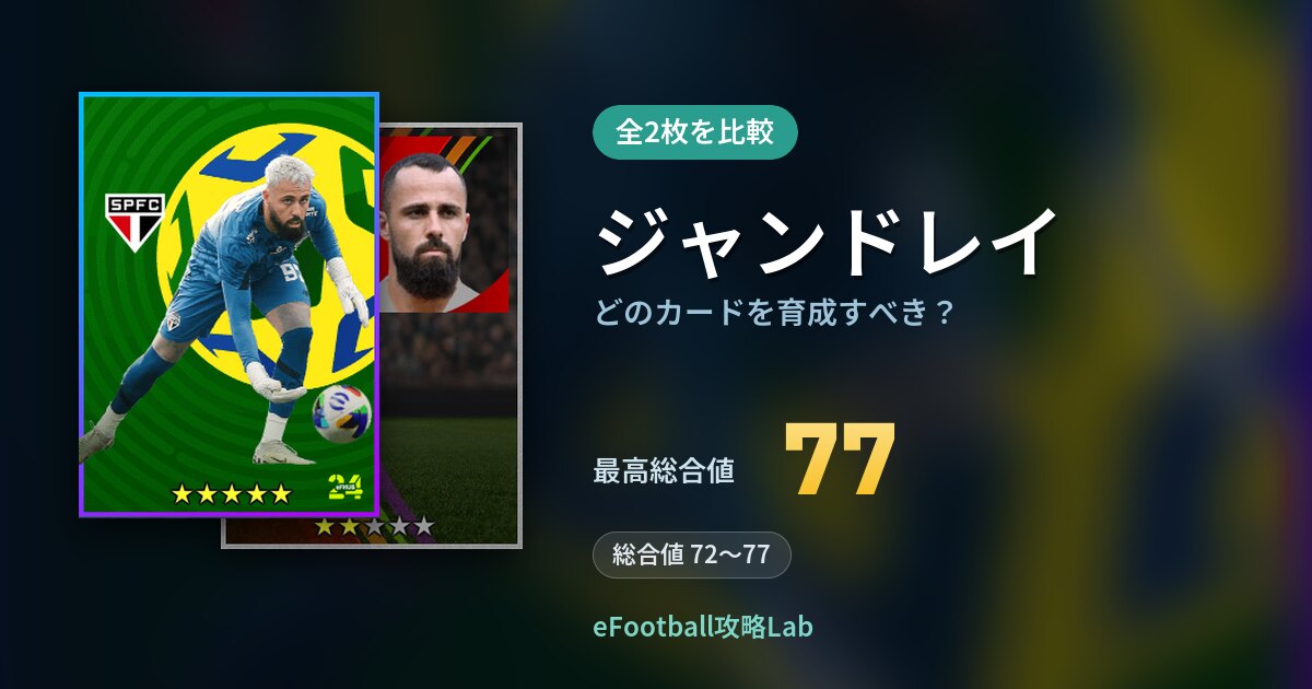 【イーフト】ジャンドレイはどのカードを育成すべき？全2枚を比較