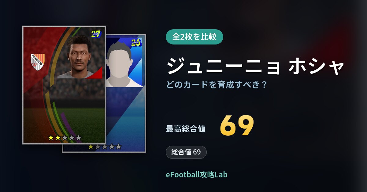 【イーフト】ジュニーニョ ホシャはどのカードを育成すべき？全2枚を比較