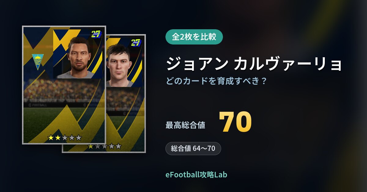【イーフト】ジョアン カルヴァーリョはどのカードを育成すべき？全2枚を比較