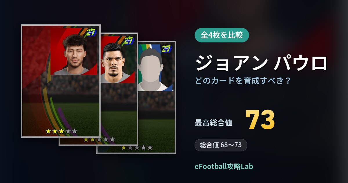 【イーフト】ジョアン パウロはどのカードを育成すべき？全4枚を比較