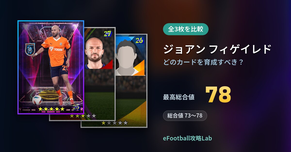 【イーフト】ジョアン フィゲイレドはどのカードを育成すべき？全3枚を比較