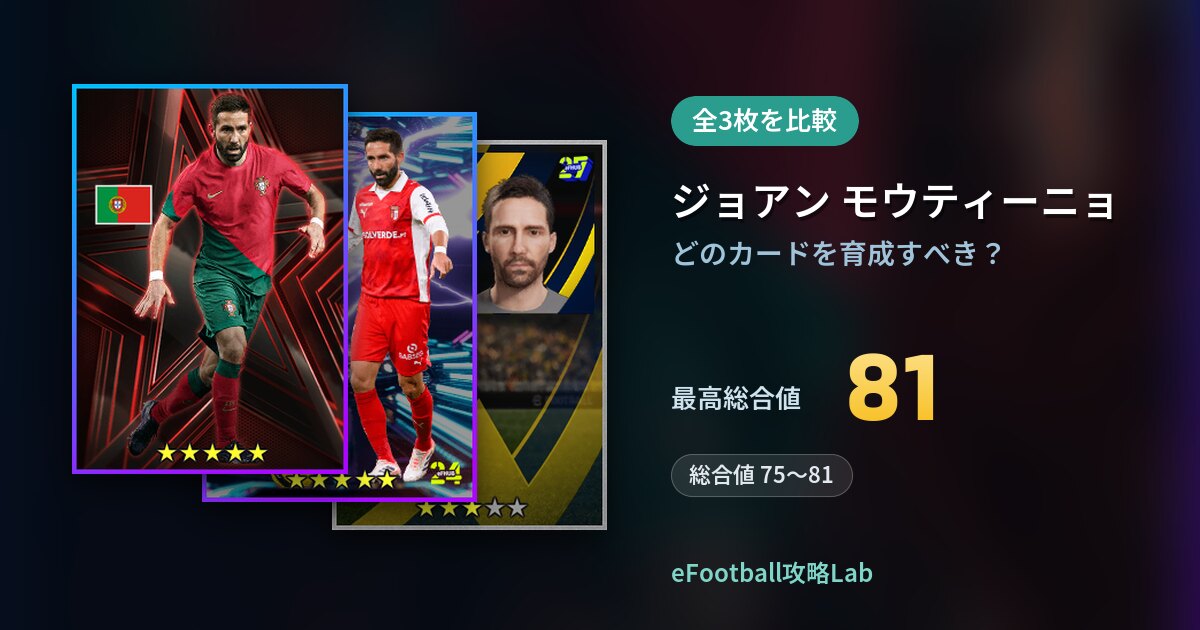 【イーフト】ジョアン モウティーニョはどのカードを育成すべき？全3枚を比較