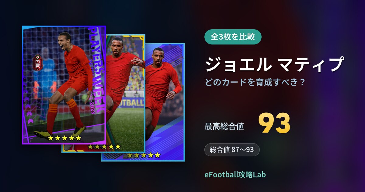 【イーフト】ジョエル マティプはどのカードを育成すべき？全3枚を比較