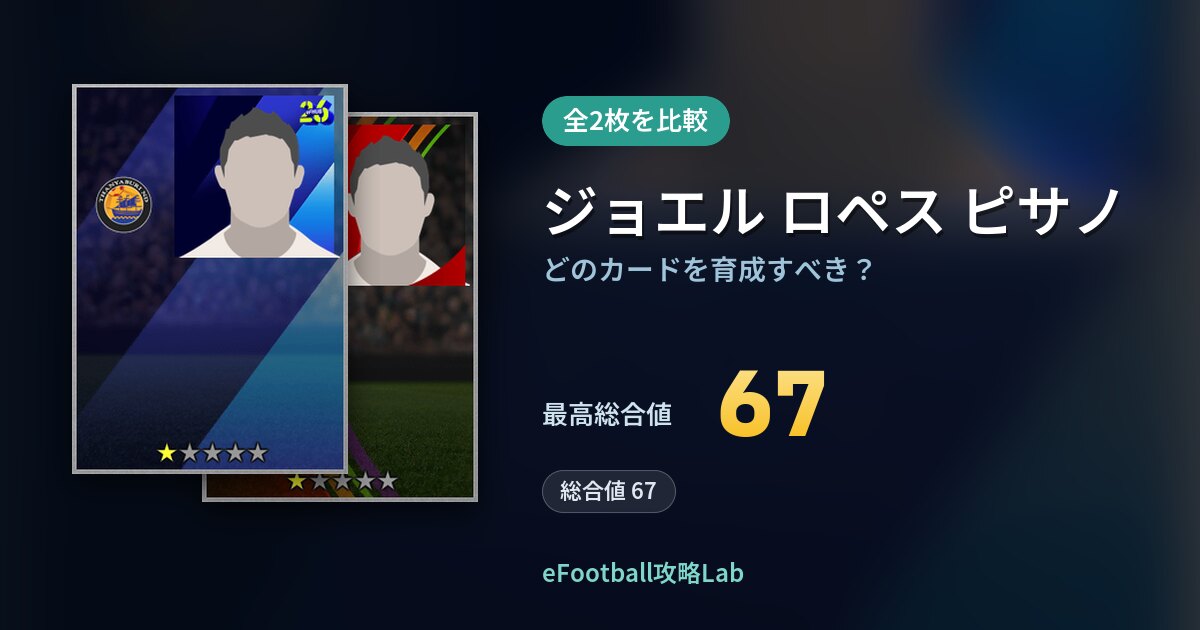 【イーフト】ジョエル ロペス ピサノはどのカードを育成すべき？全2枚を比較