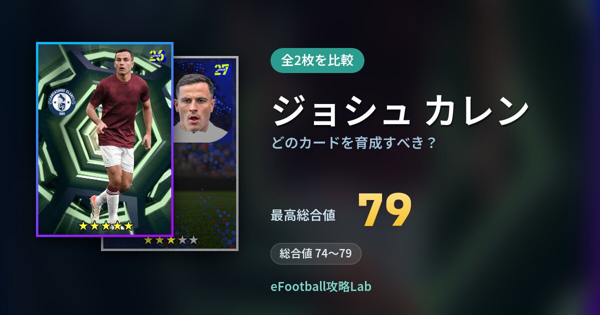 【イーフト】ジョシュ カレンはどのカードを育成すべき？全2枚を比較