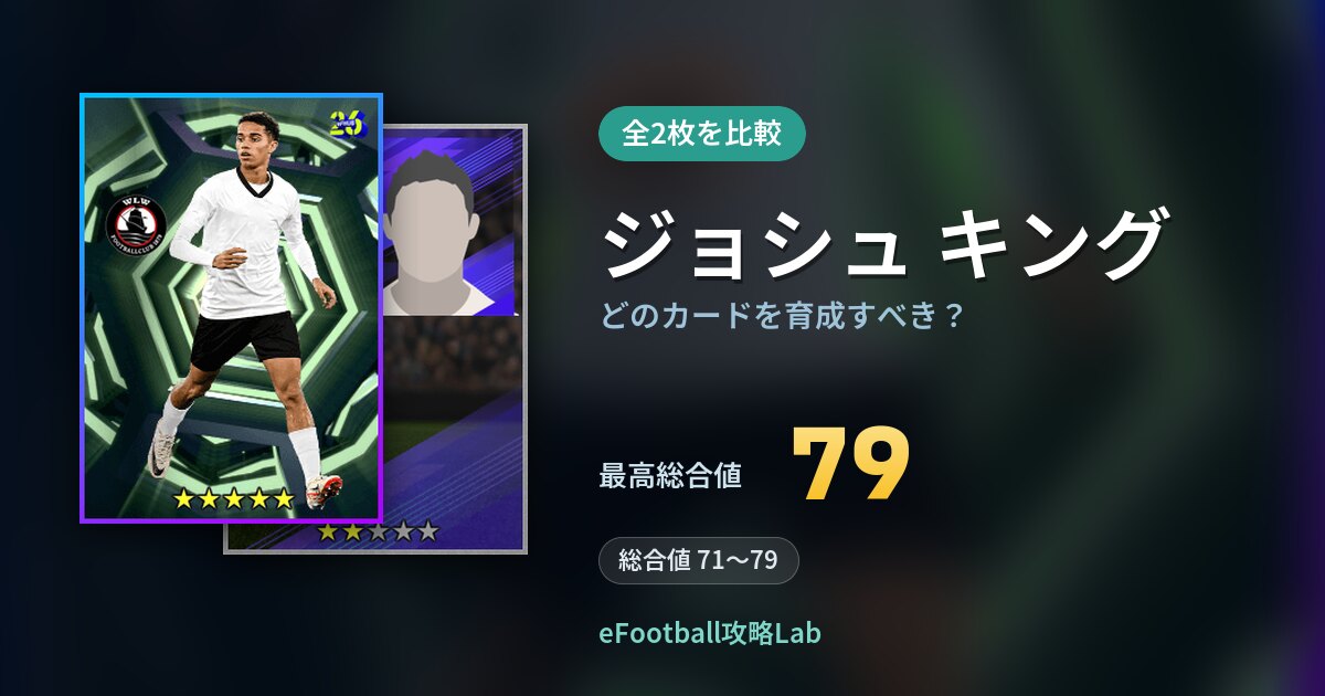【イーフト】ジョシュ キングはどのカードを育成すべき？全2枚を比較