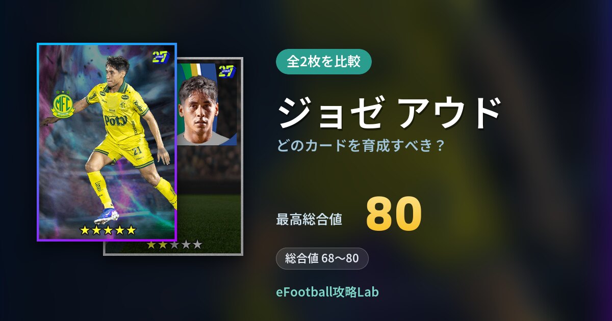 【イーフト】ジョゼ アウドはどのカードを育成すべき？全2枚を比較