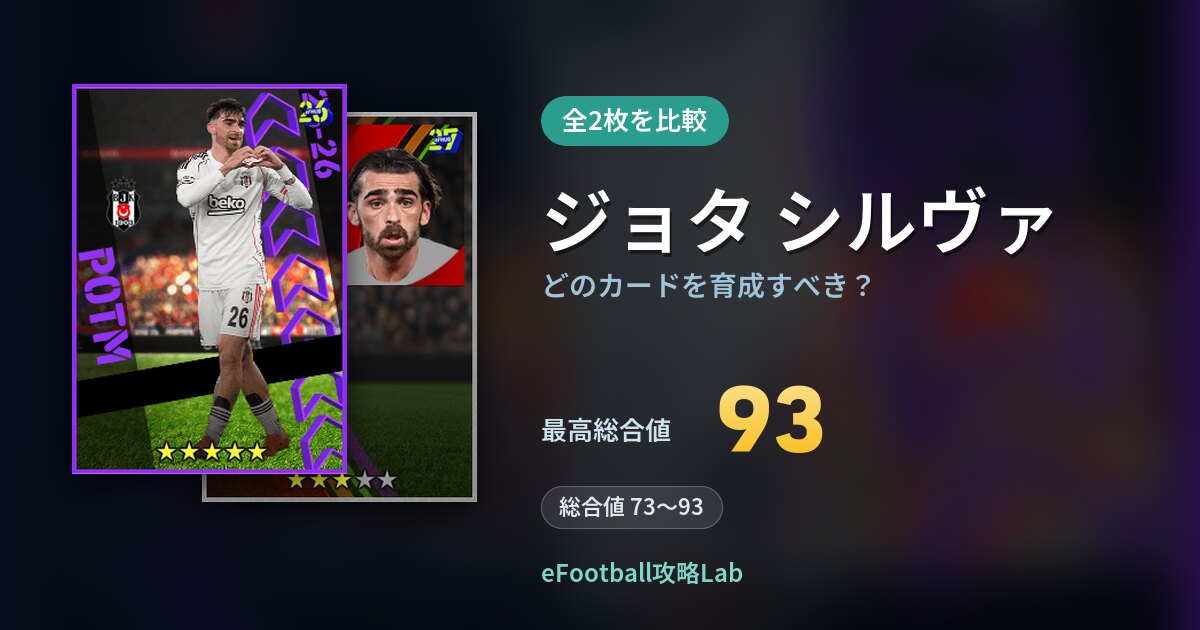 【イーフト】ジョタ シルヴァはどのカードを育成すべき？全2枚を比較