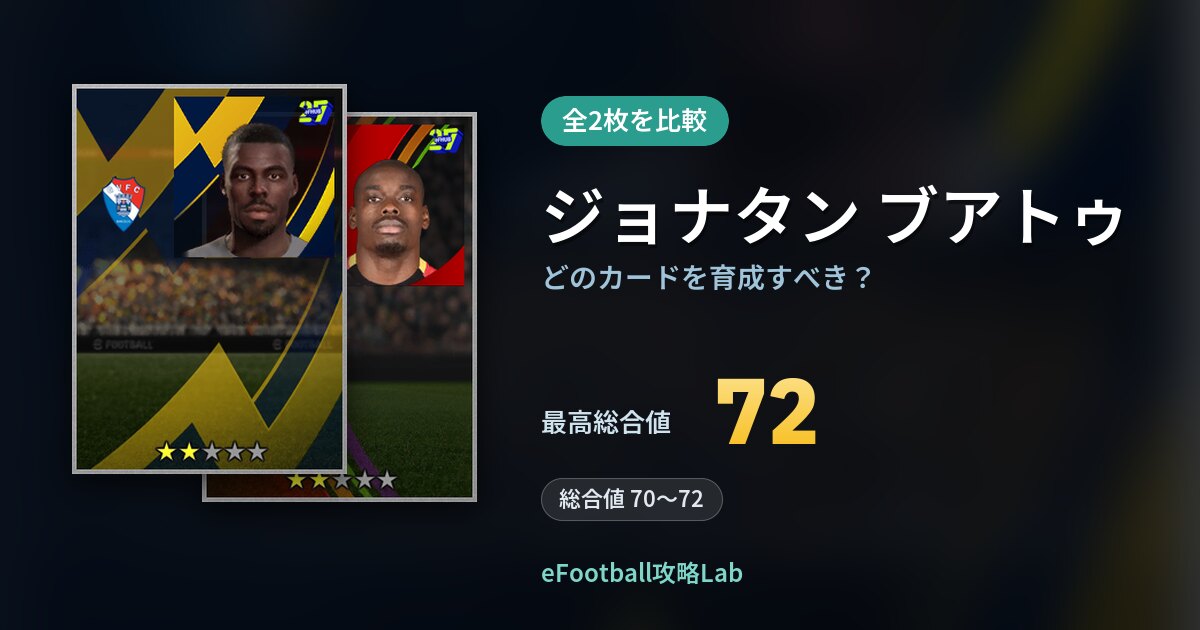 【イーフト】ジョナタン ブアトゥはどのカードを育成すべき？全2枚を比較