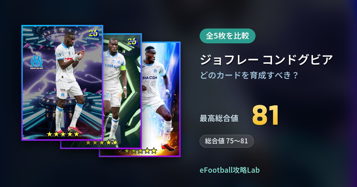 【イーフト】ジョフレー コンドグビアはどのカードを育成すべき？全5枚を比較