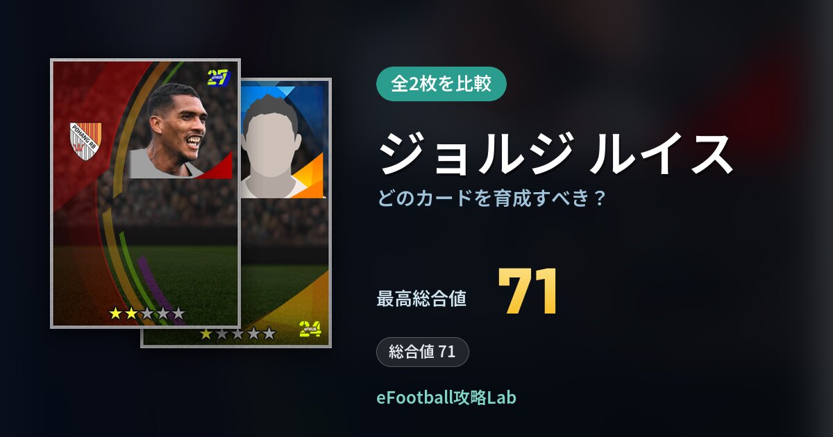 【イーフト】ジョルジ ルイスはどのカードを育成すべき?全2枚を比較