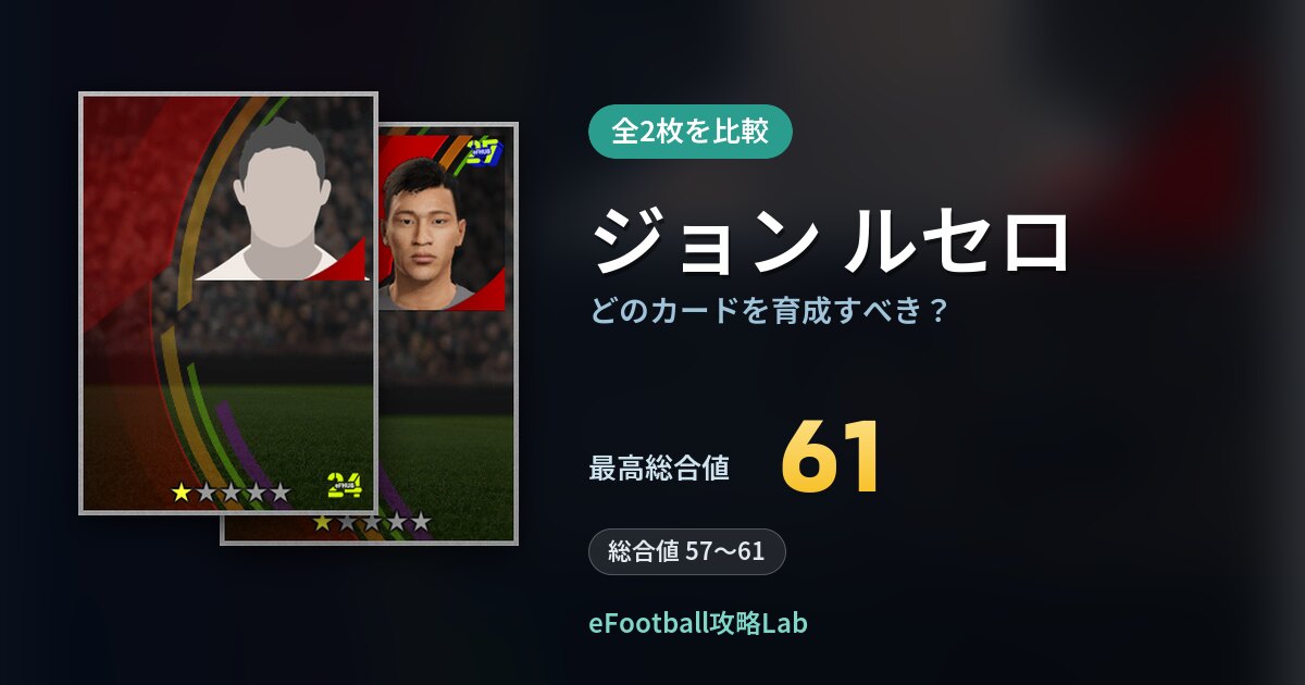 【イーフト】ジョン ルセロはどのカードを育成すべき？全2枚を比較