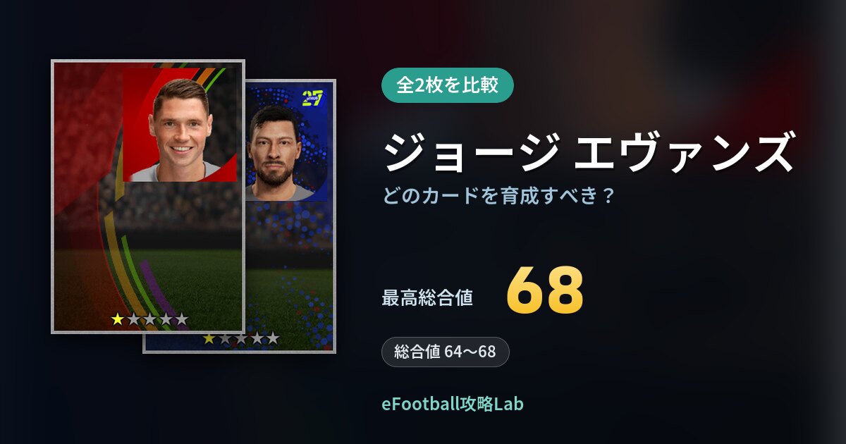【イーフト】ジョージ エヴァンズはどのカードを育成すべき？全2枚を比較