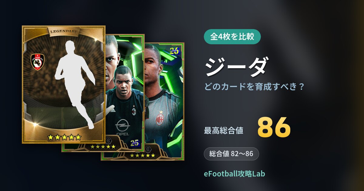 【イーフト】ジーダはどのカードを育成すべき？全4枚を比較
