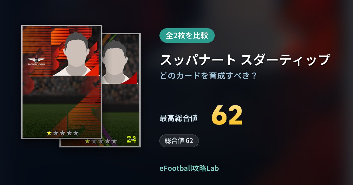 【イーフト】スッパナート スダーティップの育成カード比較（全2枚）