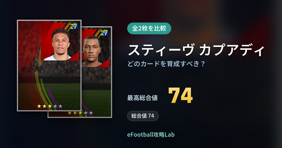 【イーフト】スティーヴ カプアディはどのカードを育成すべき？全2枚を比較