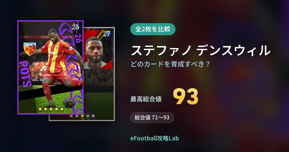 【イーフト】ステファノ デンスウィルはどのカードを育成すべき？全2枚を比較