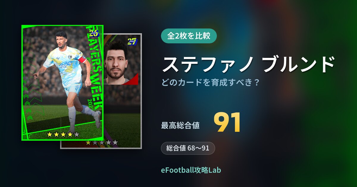 【イーフト】ステファノ ブルンドはどのカードを育成すべき?全2枚を比較
