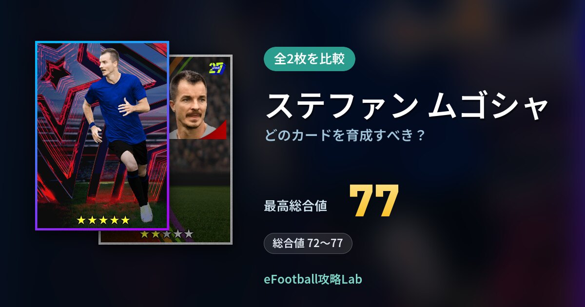 【イーフト】ステファン ムゴシャはどのカードを育成すべき?全2枚を比較