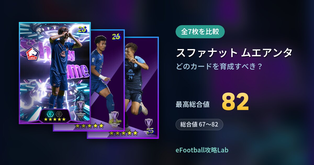 【イーフト】スファナット ムエアンタはどのカードを育成すべき？全7枚を比較