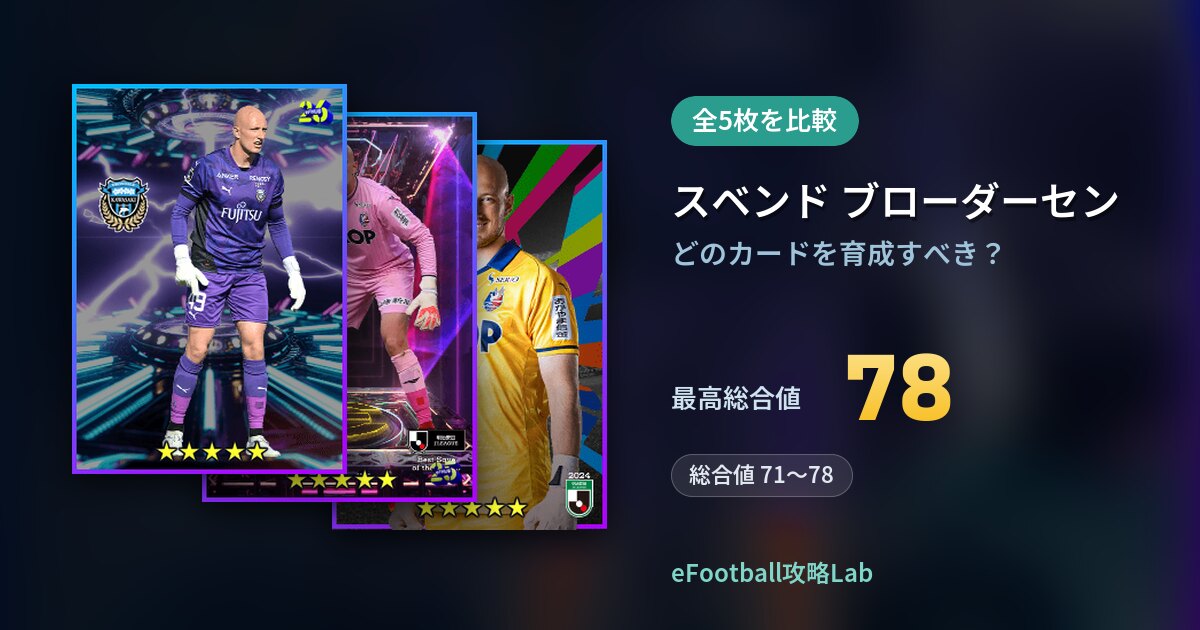 【イーフト】スベンド ブローダーセンはどのカードを育成すべき？全5枚を比較