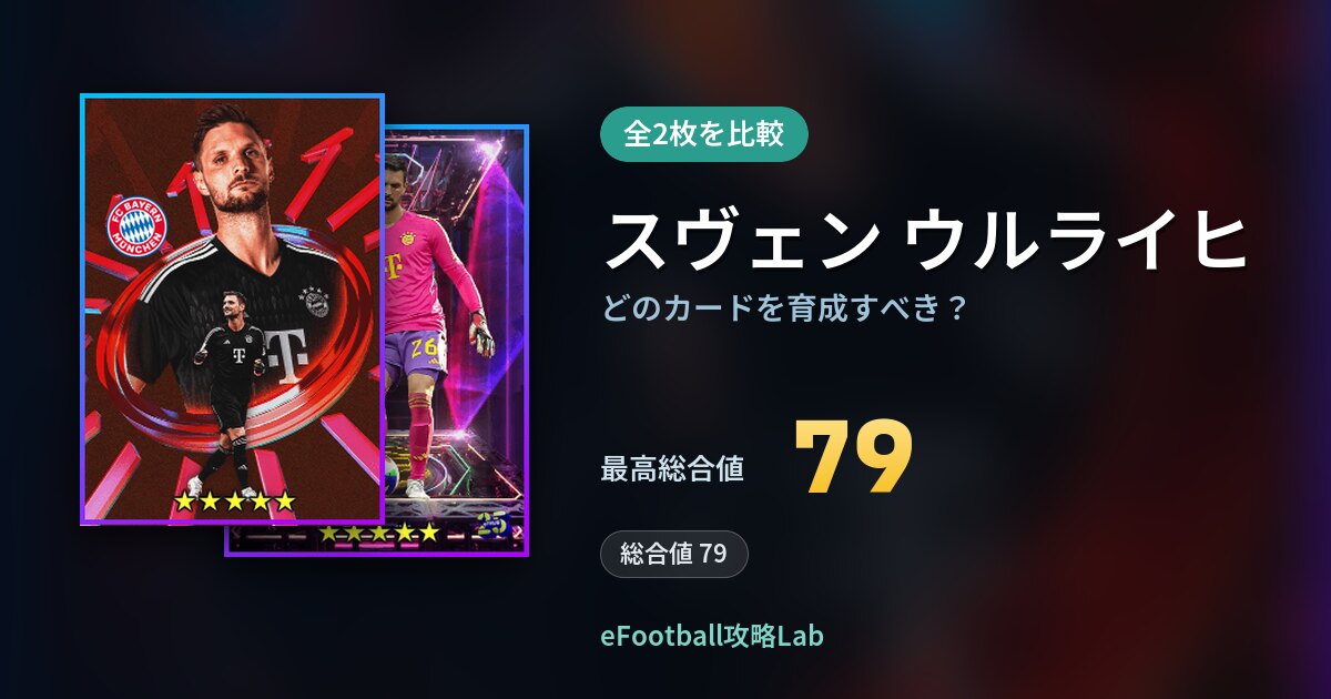 【イーフト】スヴェン ウルライヒはどのカードを育成すべき？全2枚を比較