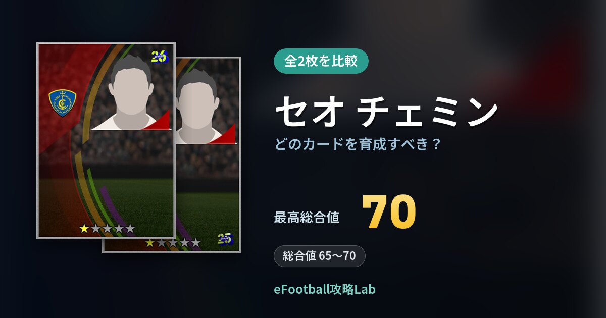 【イーフト】セオ チェミンはどのカードを育成すべき？全2枚を比較