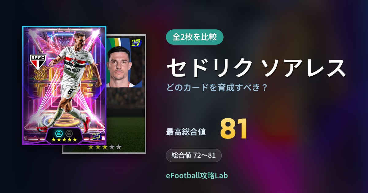 【イーフト】セドリク ソアレスはどのカードを育成すべき?全2枚を比較