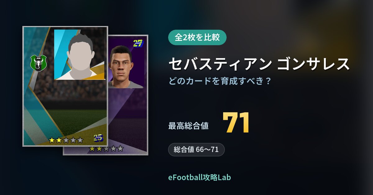 【イーフト】セバスティアン ゴンサレスの育成カード比較（全2枚）