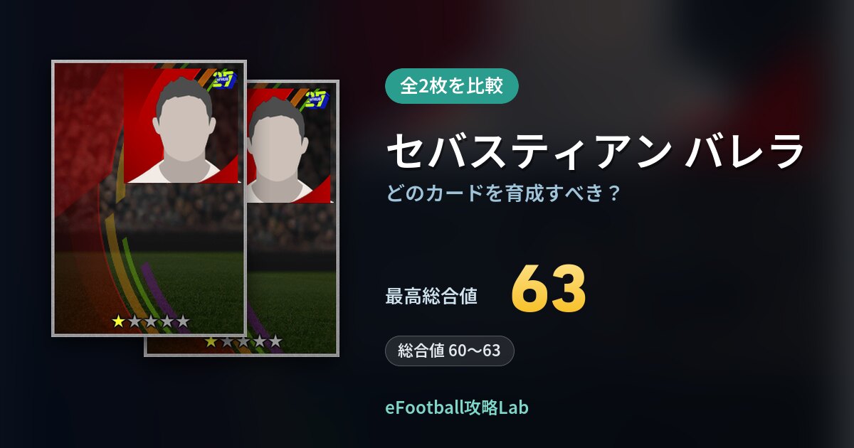 【イーフト】セバスティアン バレラはどのカードを育成すべき？全2枚を比較