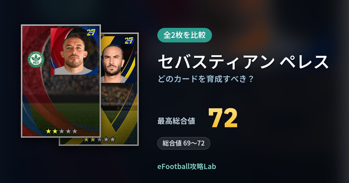 【イーフト】セバスティアン ペレスはどのカードを育成すべき？全2枚を比較