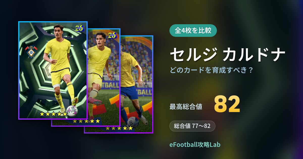 【イーフト】セルジ カルドナはどのカードを育成すべき？全4枚を比較