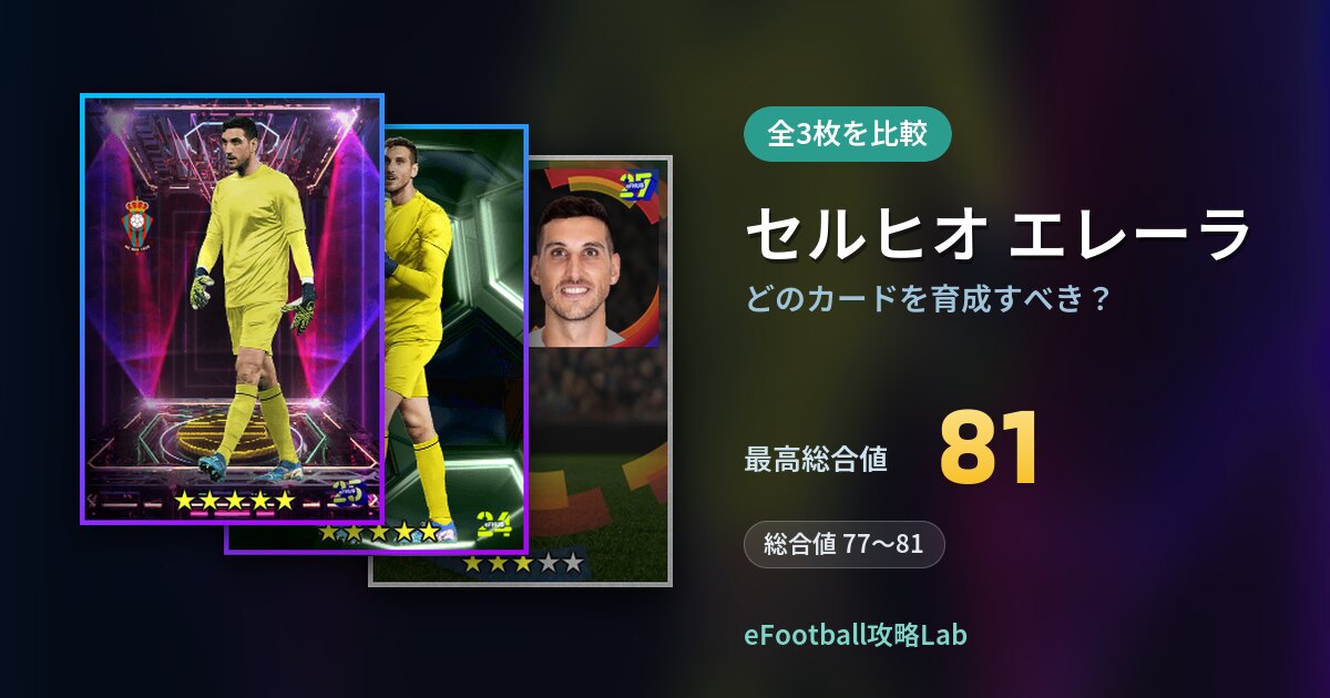 【イーフト】セルヒオ エレーラはどのカードを育成すべき？全3枚を比較