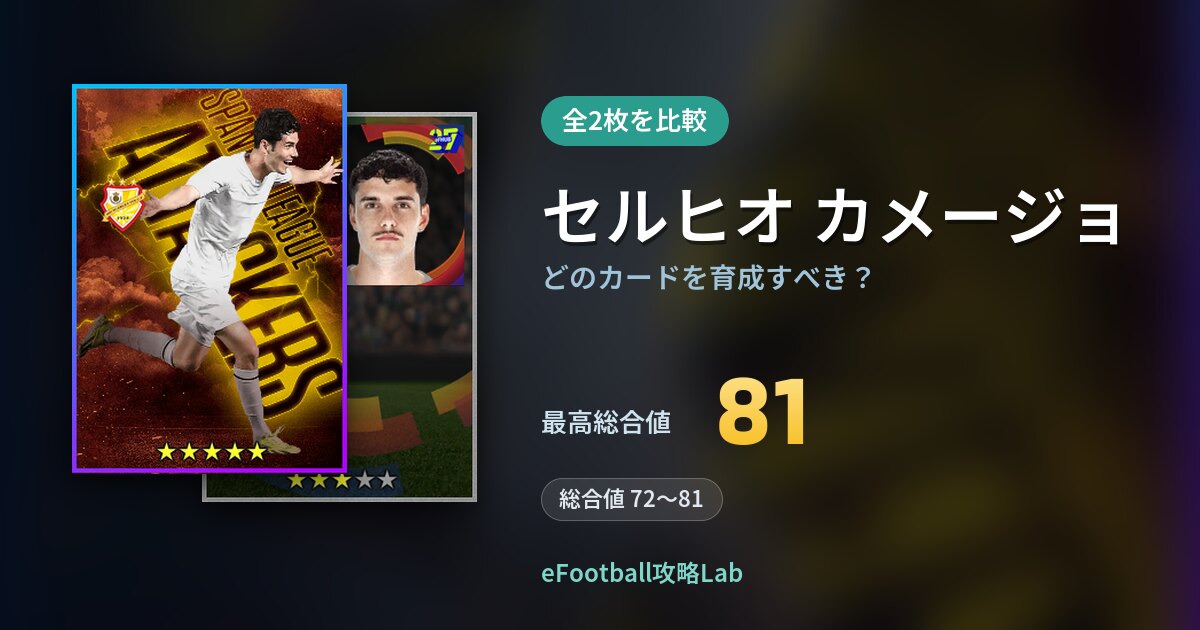 【イーフト】セルヒオ カメージョはどのカードを育成すべき？全2枚を比較
