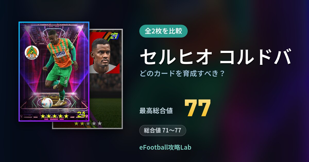 【イーフト】セルヒオ コルドバはどのカードを育成すべき？全2枚を比較