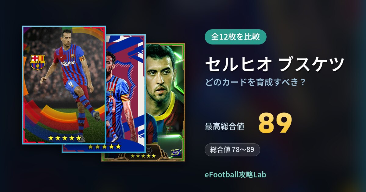 【イーフト】セルヒオ ブスケツはどのカードを育成すべき？全12枚を比較
