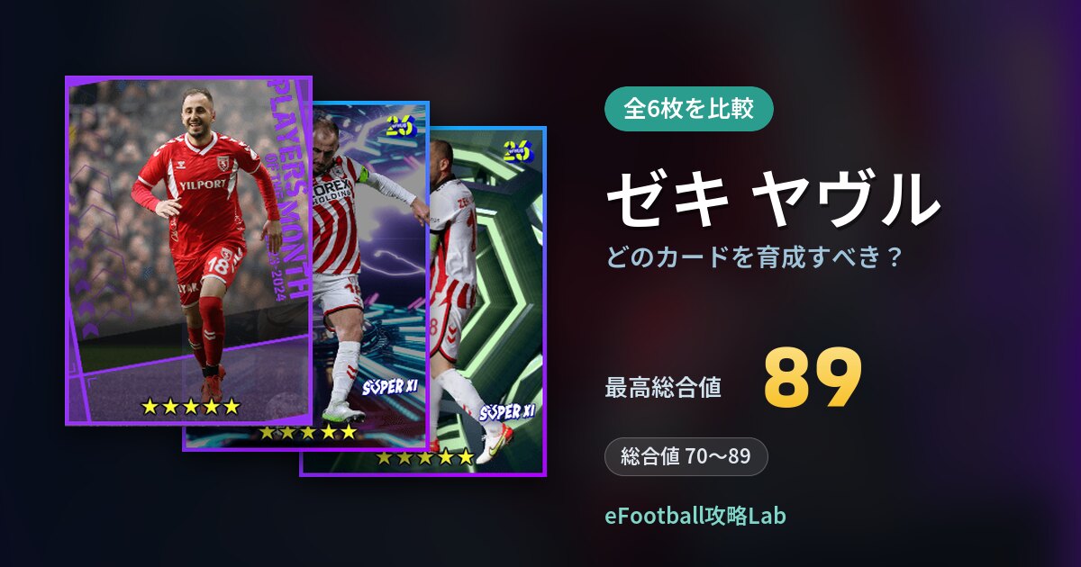 【イーフト】ゼキ ヤヴルはどのカードを育成すべき？全6枚を比較