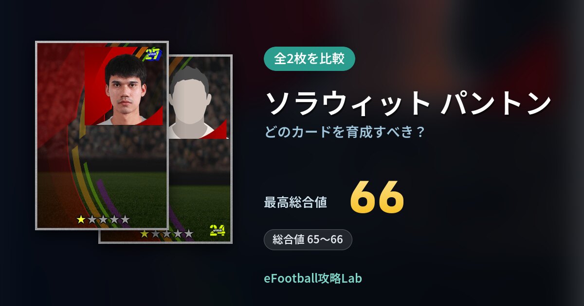 【イーフト】ソラウィット パントンはどのカードを育成すべき？全2枚を比較