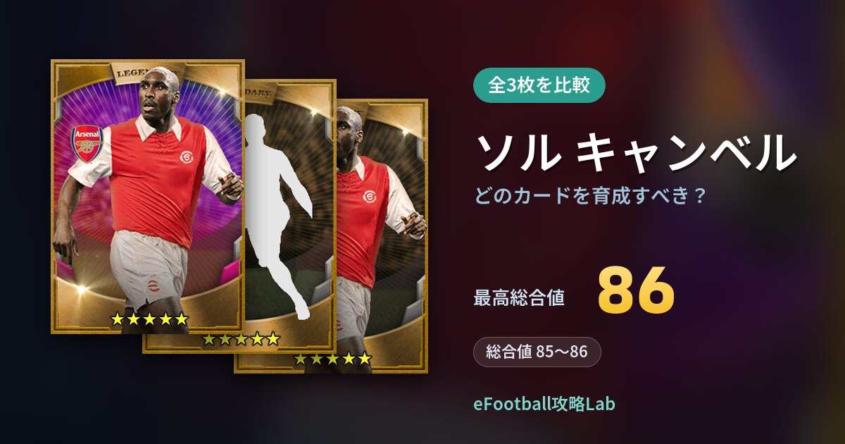 【イーフト】ソル キャンベルはどのカードを育成すべき？全3枚を比較