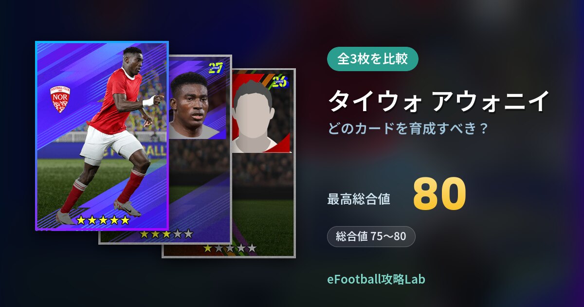 【イーフト】タイウォ アウォニイはどのカードを育成すべき？全3枚を比較