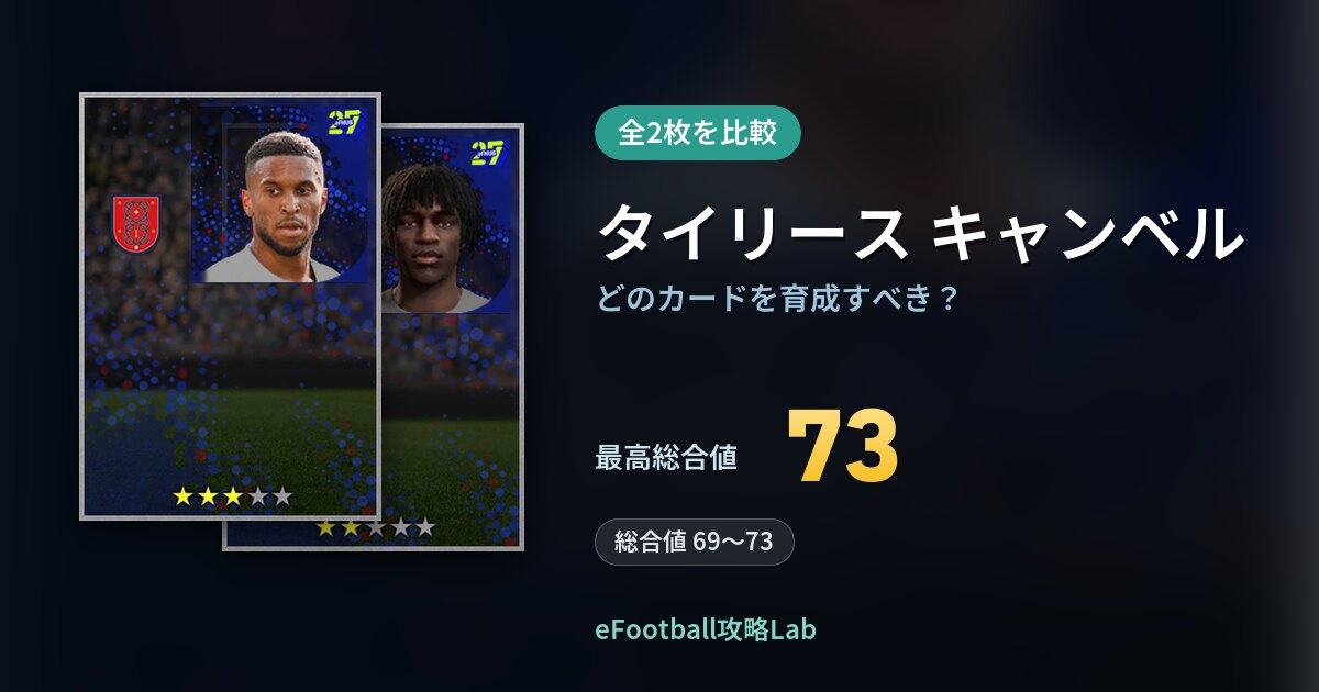 【イーフト】タイリース キャンベルはどのカードを育成すべき？全2枚を比較