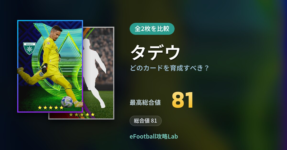 【イーフト】タデウはどのカードを育成すべき?全2枚を比較