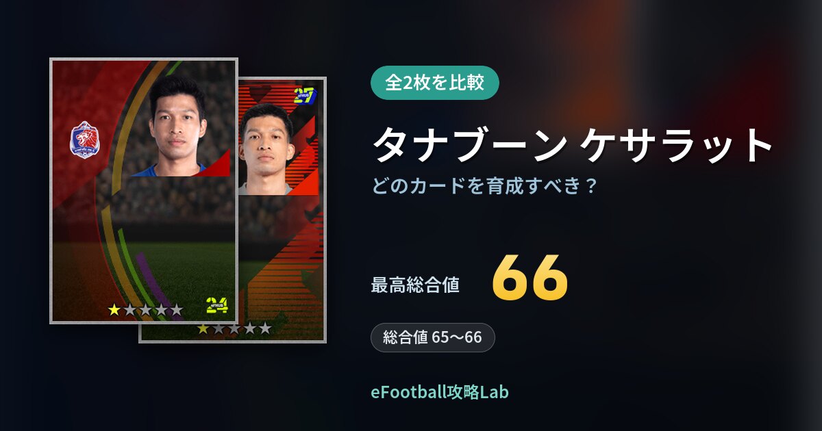 【イーフト】タナブーン ケサラットはどのカードを育成すべき？全2枚を比較