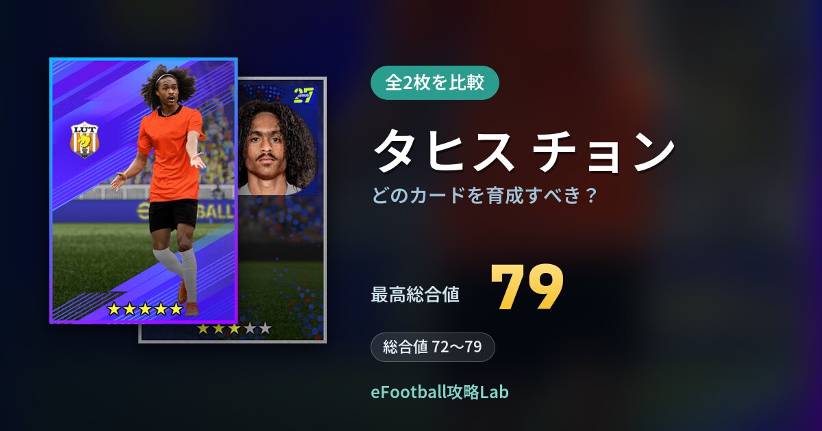 【イーフト】タヒス チョンはどのカードを育成すべき?全2枚を比較