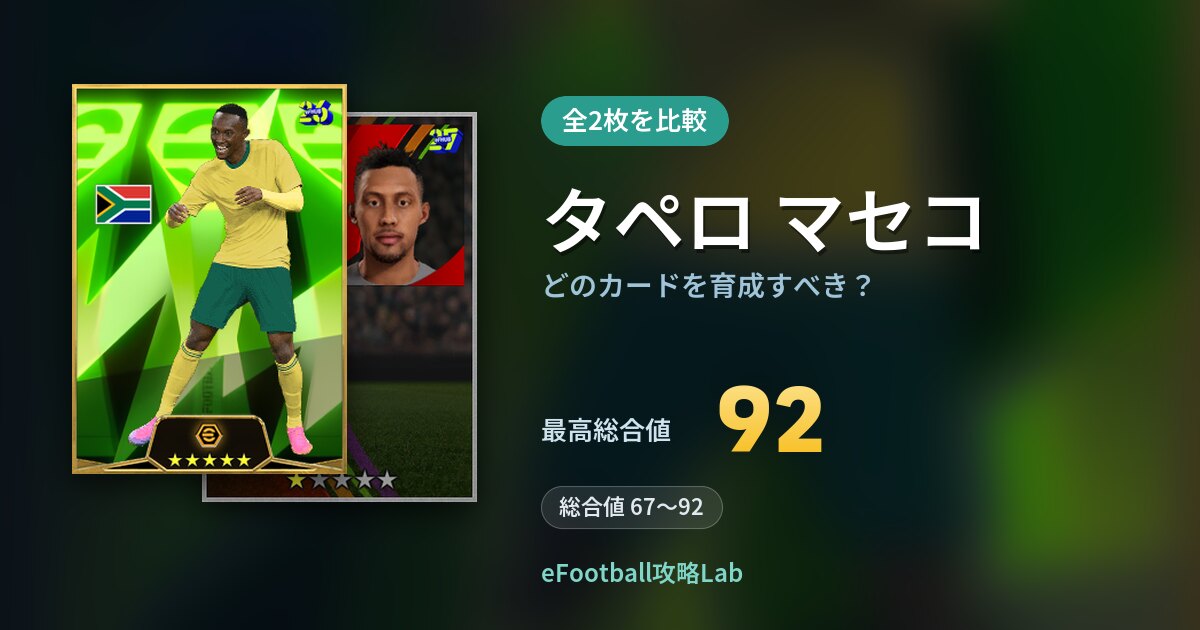 【イーフト】タペロ マセコはどのカードを育成すべき?全2枚を比較