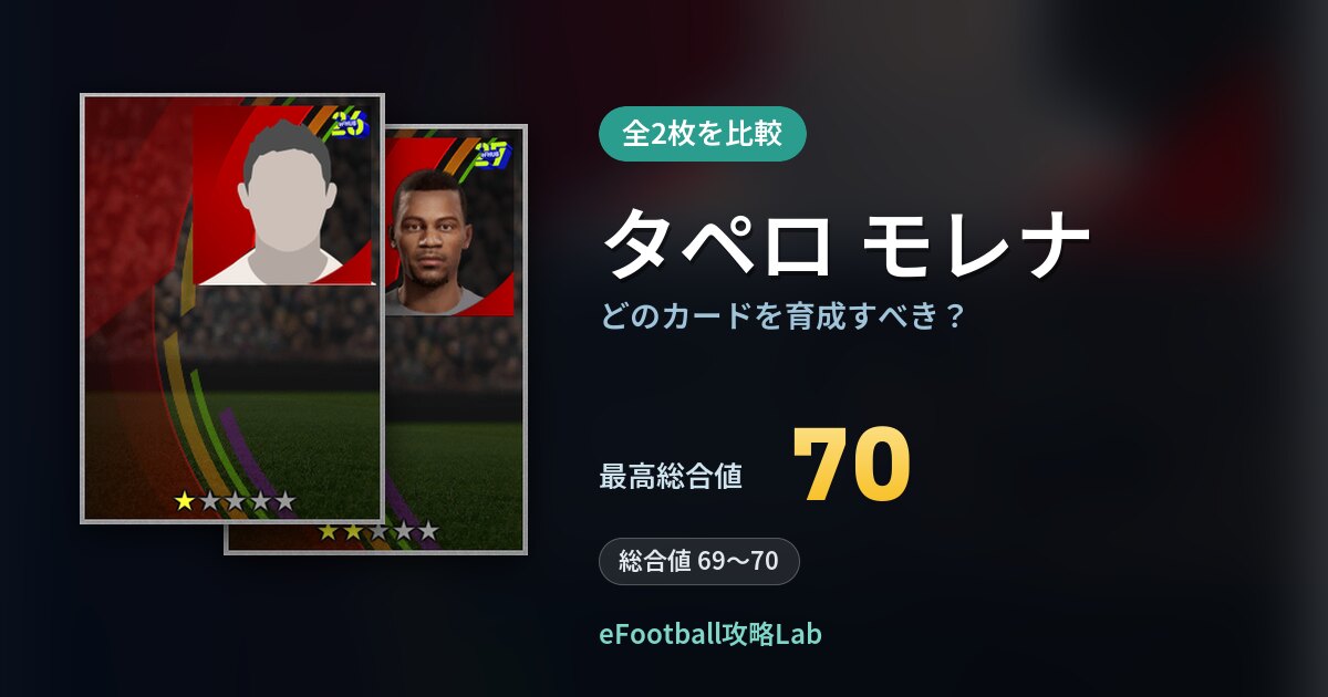【イーフト】タペロ モレナはどのカードを育成すべき？全2枚を比較
