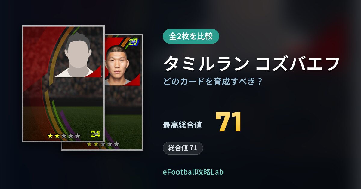 【イーフト】タミルラン コズバエフはどのカードを育成すべき？全2枚を比較