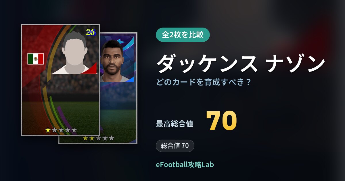 【イーフト】ダッケンス ナゾンはどのカードを育成すべき？全2枚を比較