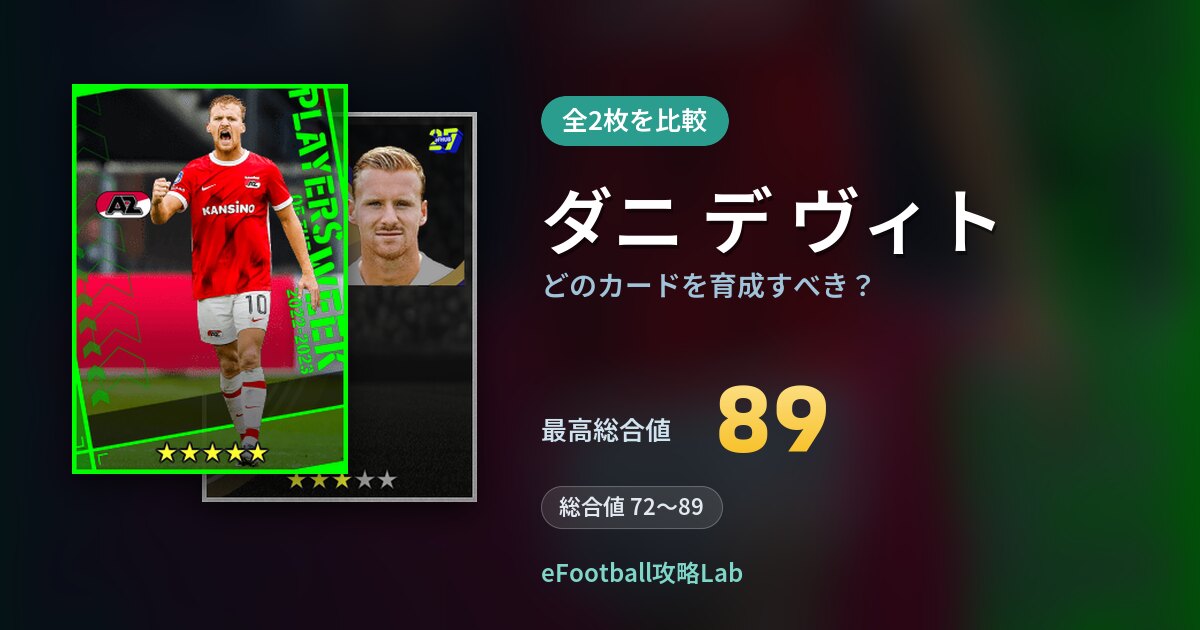 【イーフト】ダニ デ ヴィトはどのカードを育成すべき？全2枚を比較