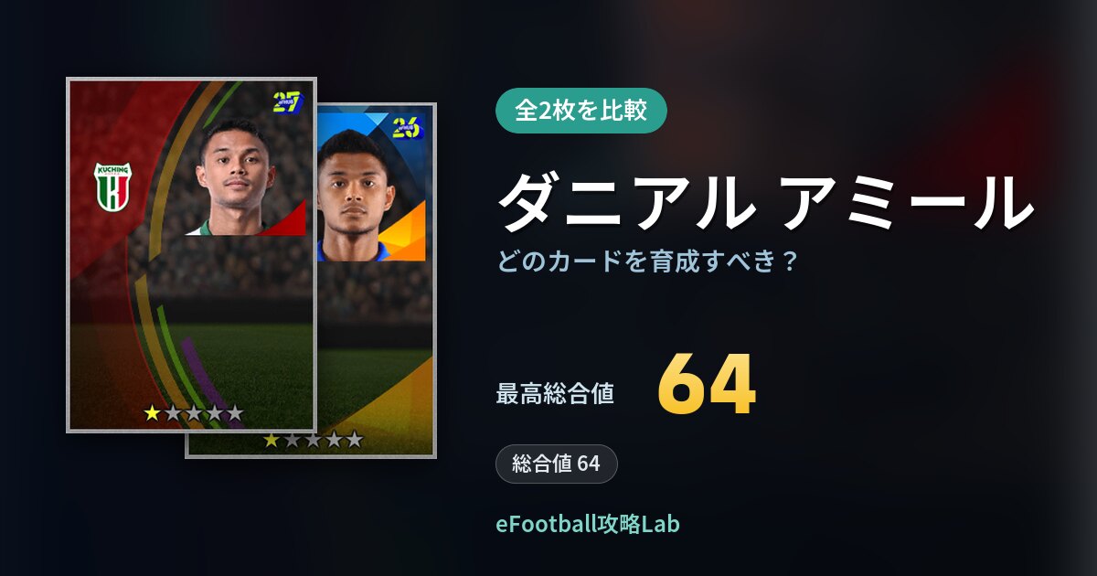 【イーフト】ダニアル アミールの全カード比較（全2枚）